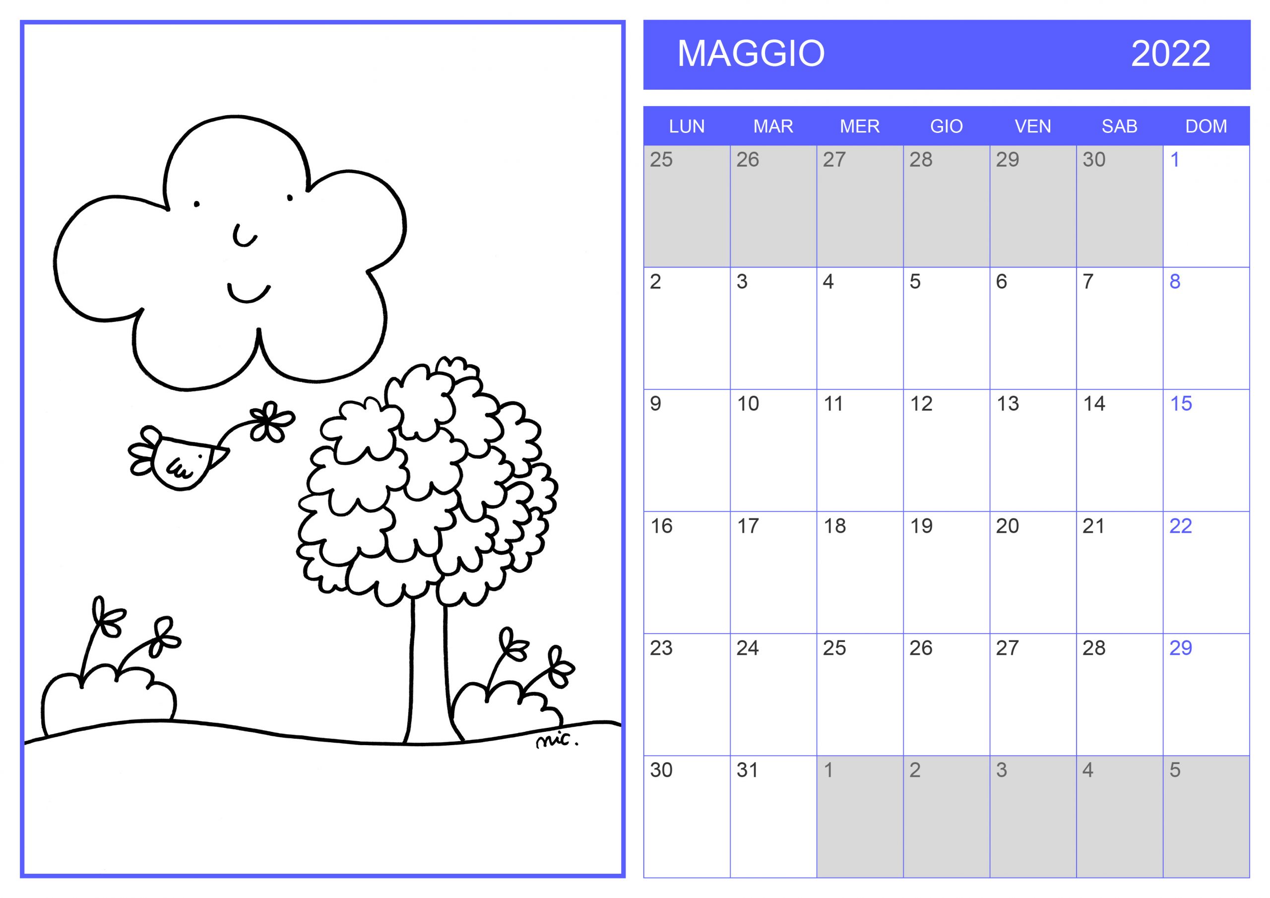 Calendario Nuvola Olga 2022
